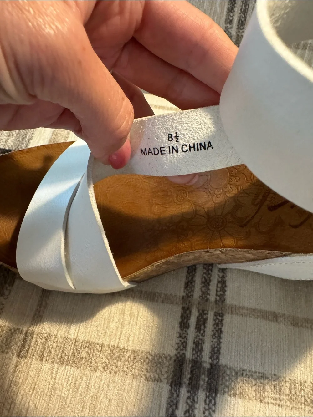 White Cork Platform Wedge Sandals with Cross Straps - Women